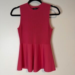 Theory Vibrant Pink Ribbed Knit Top